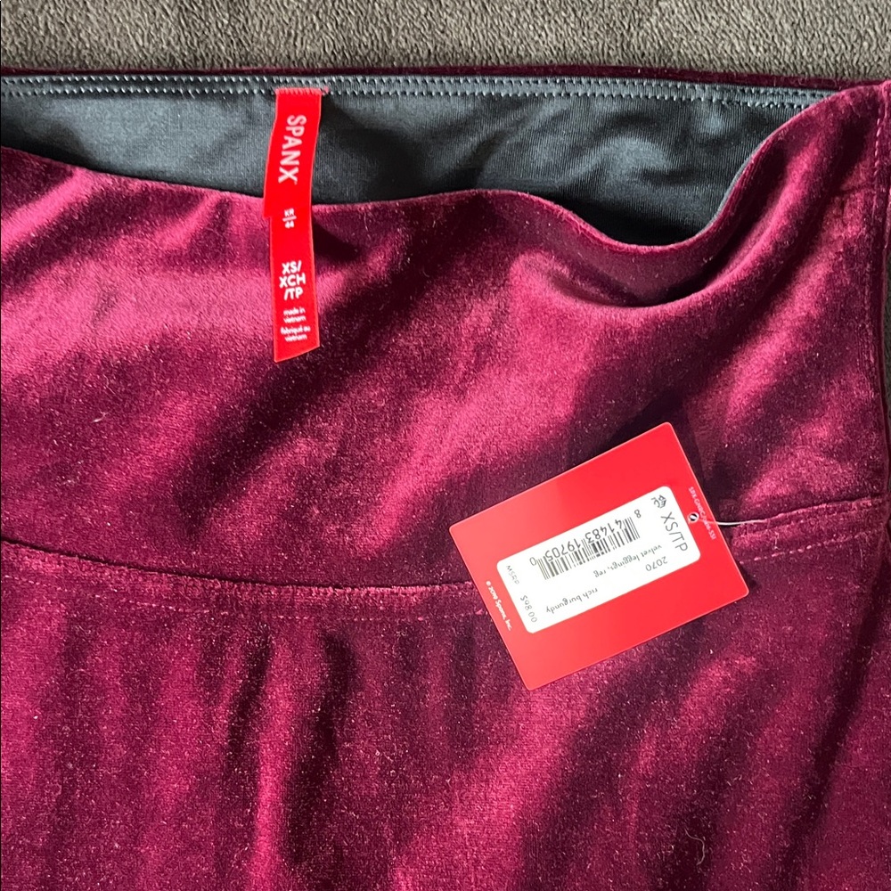 SPANX Women's Velvet Leggings - Rich Burgundy - Picture 3 of 4